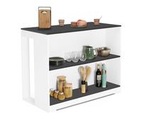 IDMarket - Mesa de bar isla Juno madera blanca y bandeja gris