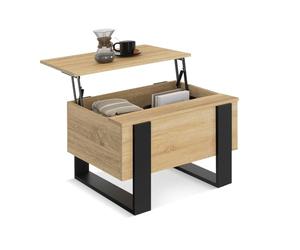 IDMarket - Mesa de centro cuadrada con tablero elevable 70 cm Phoenix madera y negro