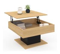 IDMarket - Mesa de centro cuadrada elevable EDEN de madera y negro