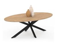 IDMarket - Mesa de centro ovalada Alix, 110 cm, pie de araña, madera y negro