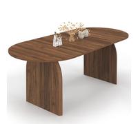 IDMarket - Mesa de Comedor Extensible japandi Oval Edith para 6-10 Personas Nogal 160-200 cm