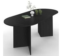 IDMarket - Mesa de comedor extensible, ovalada, 6-10 personas, madera, negro, 160-200 cm, color negro