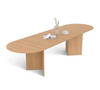 IDMarket - Mesa de comedor extensible, ovalada, 6-12 personas, madera de haya, 200-300 cm