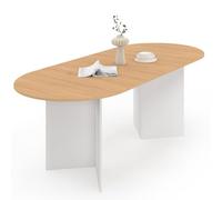 IDMarket - Mesa de comedor extensible ovalada Marthe 6-10 personas, madera de haya y blanco, 160-200 cm