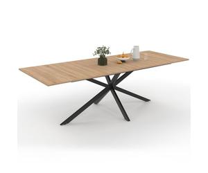 IDMarket - Mesa de comedor extensible rectangular ALIX 8-12 personas pata de araña madera y negro 200-240 cm