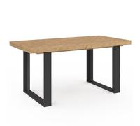 IDMarket - Mesa de comedor extensible rectangular Cassius 160-200 cm | Con patas negras efecto vigas, capacidad 4-8 personas