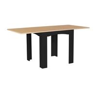 IDMarket - Mesa de comedor extensible rectangular Dona 6-8 personas, color negro, bandeja de haya, 80-160 cm