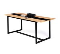 IDMarket - Mesa de comedor extensible rectangular Dover 6-10 personas, banda central negra, diseño industrial, 160-200 cm