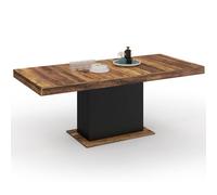 IDMarket - Mesa de comedor extensible rectangular Eden 160-200 cm | Con bandeja HAWKINS madera oscura y negra, capacidad 6-10 personas