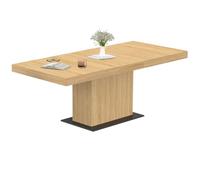 IDMarket - Mesa de comedor extensible rectangular Eden 6-10 personas, madera y base, 160-200 cm, color negro