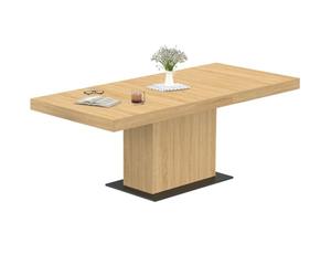 IDMarket - Mesa de comedor extensible rectangular Eden 6-10 personas, madera y base, 160-200 cm, color negro