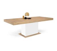 IDMarket - Mesa de comedor extensible rectangular Eden 6-10 personas, madera y blanco, 160-200 cm