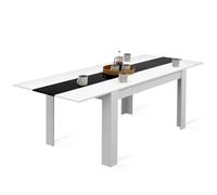 IDMarket - Mesa de comedor extensible rectangular Georgia 6-10 personas blanco y negro 140-220 x 90 cm