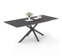 IDMarket - Mesa de comedor extensible rectangular Jaspe 6-10 personas bandeja efecto hormigón pie araña gris antracita 160-200 cm