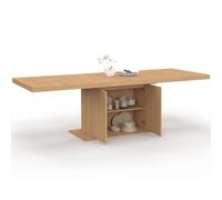 IDMarket - Mesa de comedor extensible rectangular Julieta 8-12 personas pie central efecto lamas con almacenamiento 200-250 cm