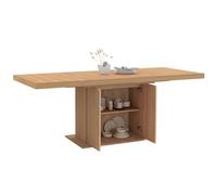 IDMarket - Mesa de Comedor Extensible Rectangular Juliette 6-10 Personas, con Pata Central Efecto Laminado y Almacenamiento, 160-200 cm