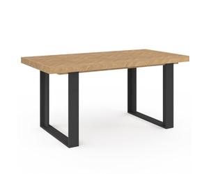 IDMarket - Mesa de comedor extensible rectángulo Cassius 4-8 personas efecto espiga y patas negras 160-200 cm