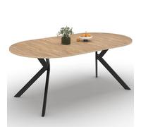 IDMarket - Mesa de comedor extensible redonda Alix 4-10 personas pie araña madera y negro 110-200 cm