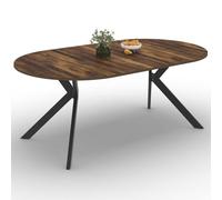 IDMarket - Mesa de comedor extensible redonda Alix 4-10 personas, pie araña negro y bandeja madera oscura Hawkins 110-200 cm