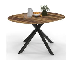 IDMarket - Mesa de Comedor Extensible Redonda Alix 4-8 Personas Pata de araña Negra y Tablero de Madera Oscura Hawkins 110-150 cm