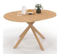 IDMarket - Mesa de comedor extensible redonda Alix 4-8 personas Pie araña Madera Efecto haya 110-150 cm