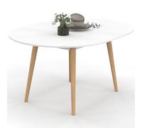 IDMarket - Mesa de comedor extensible redonda Angela, para 4-8 personas, color blanco, con patas de madera, 110 - 150 cm