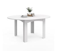 IDMarket - Mesa de Comedor Extensible Redonda Dona 4-8 Personas Blanco 110-150 cm