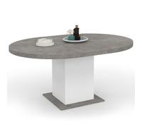 IDMarket - Mesa de comedor extensible redonda Eden 120-160 cm hormigón y