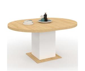 IDMarket - Mesa de comedor extensible redonda Eden 4-8 personas, madera y blanco, 120-160 cm