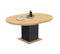 IDMarket - Mesa de comedor extensible redonda Eden 4-8 personas, madera y negro, 120-160 cm