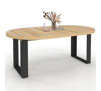 IDMarket - Mesa de Comedor Extensible Redonda Phoenix 4-10 Personas Madera y Negro 110-200 cm