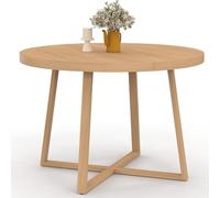 IDMarket - Mesa de comedor fija redonda Selma 4-6 personas madera efecto haya 110 cm