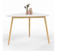 IDMarket - Mesa de comedor GAIA 4 personas bandeja blanca patas de madera 110 cm