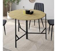 IDMarket - Mesa de comedor plegable redonda Yael para 4 personas, madera y negro, diseño industrial 110 cm