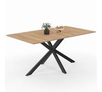 IDMarket - Mesa de comedor rectangular ALIX para 8 personas con patas de araña negras y madera 160 cm