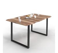 IDMarket - Mesa de comedor rectangular Dakota con 6 personas, patas en forma de U, diseño industrial 160 cm