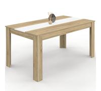 IDMarket - Mesa de comedor rectangular Georgia 8 personas imitación haya y blanca 160 x 90 cm