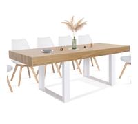 IDMarket - Mesa de comedor rectangular, Phoenix, 8 personas, madera y blanco, 200 cm