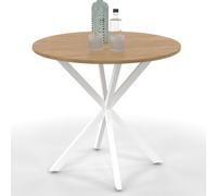 IDMarket - Mesa de Comedor Redonda Alix para 4 Personas Pata de Araña Madera y Blanco 80 cm
