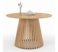 IDMarket - Mesa de comedor, redonda, Carmen, para 6 personas, base de listones de madera y tablero de madera, 110 cm