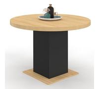 IDMarket - Mesa de comedor redonda Eden 6 personas, madera y negro, 110 cm