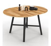 IDMarket - Mesa de comedor redonda extensible MADELEINE 4-6 personas de madera y metal negro 110-150 cm