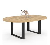 IDMarket - Mesa de comedor redonda extensible Phoenix 6-10 personas madera y negro 140-200 cm