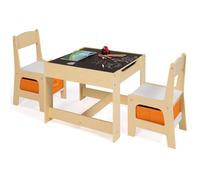 IDMarket - Mesa de dibujo reversible + 2 sillas Gabriel con contenedores de almacenamiento