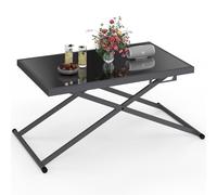 IDMarket - Mesa de jardín elevable rectangular 100 cm Olie de metal gris antracita y bandeja gris