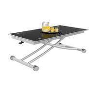 IDMarket - Mesa fija elevable en mesa de comedor rectangular Urbana tapa de cristal templado pie cromado