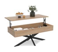 IDMarket - Mesa rectangular Alix 100 cm con superficie elevable Pie araña Madera y Negro