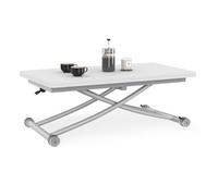 IDMarket - Mesita URBANA, transformable en mesa de comedor rectangular, superficie blanca, base cromada