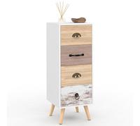 IDMarket - Mueble auxiliar 4 cajones Bahia 30 cm trapeador escandinavo para entrada de baño