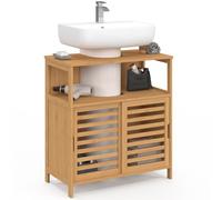 IDMarket: mueble bajo lavabo de bambú BEA con puertas correderas para el baño